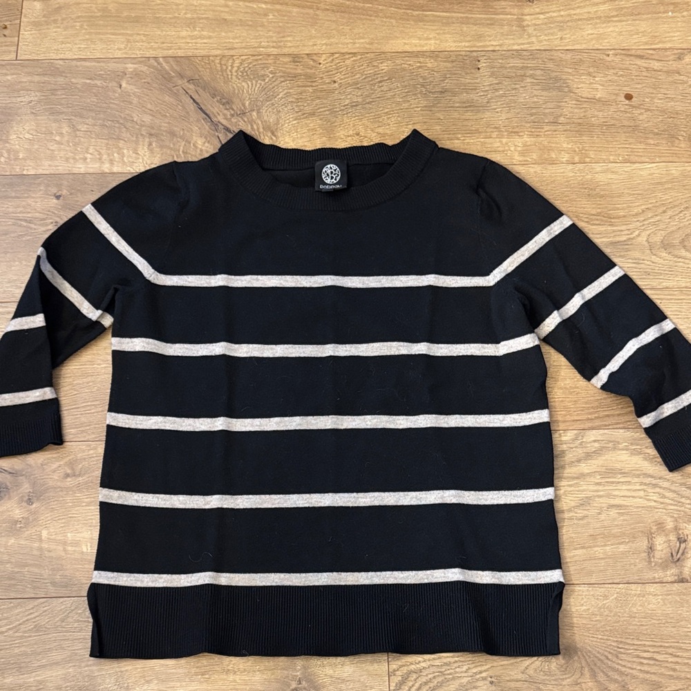 Bobeau Black and Gray Striped Kids Sweater 3/4 sleeves